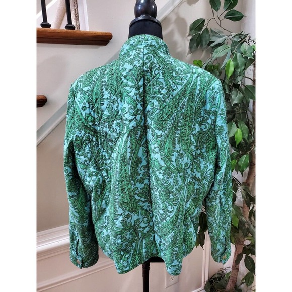 Charter Club Women Green & Blue Cotton Long Sleeve Buttons Front Jacket Size XL - Picture 7 of 14
